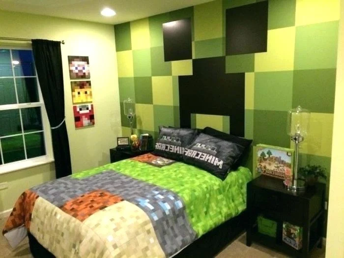 Green Minecraft-Themed Bedroom