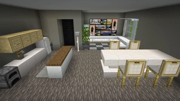Living Room with Open Kitchen Style