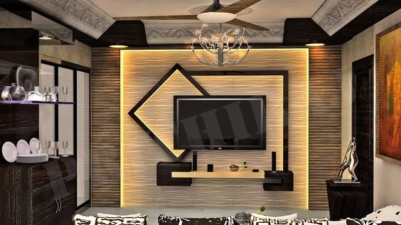 Simple Shapes Gypsum Board Tv Wall Design