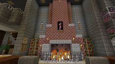 Brick Fireplace Library Design