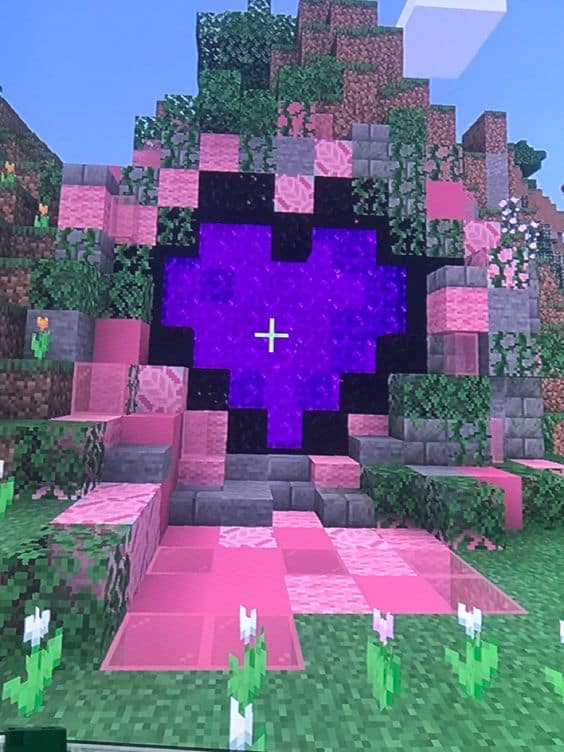 Minecraft Cottage Cone Heart Portal 